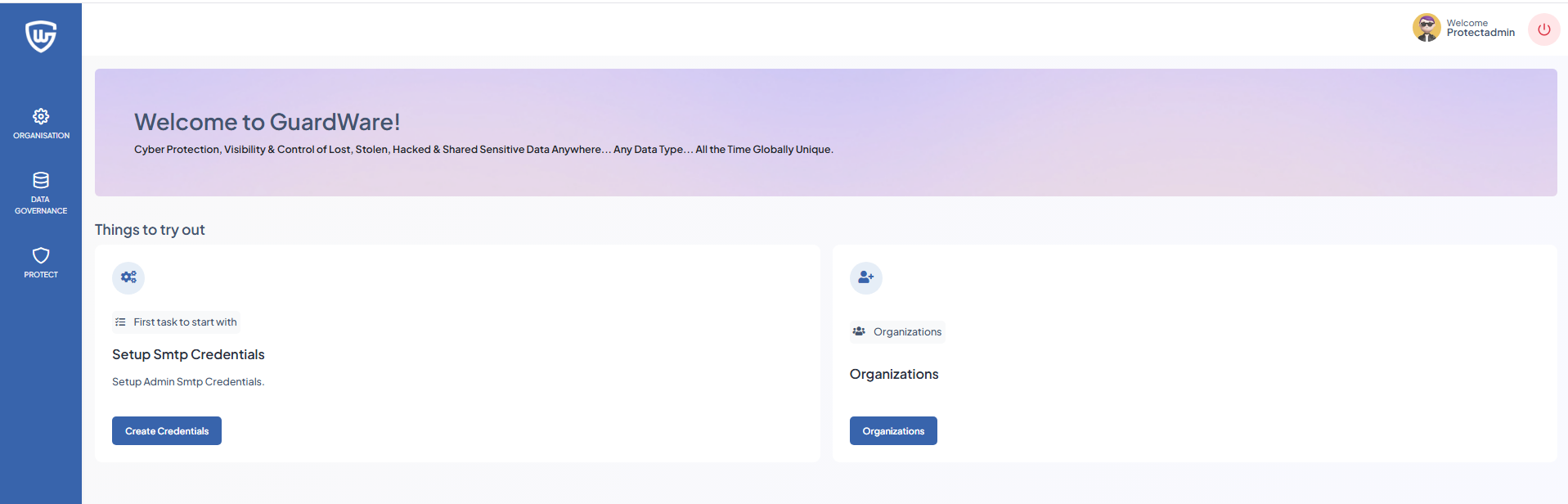 PROTECT Management Console welcome.png